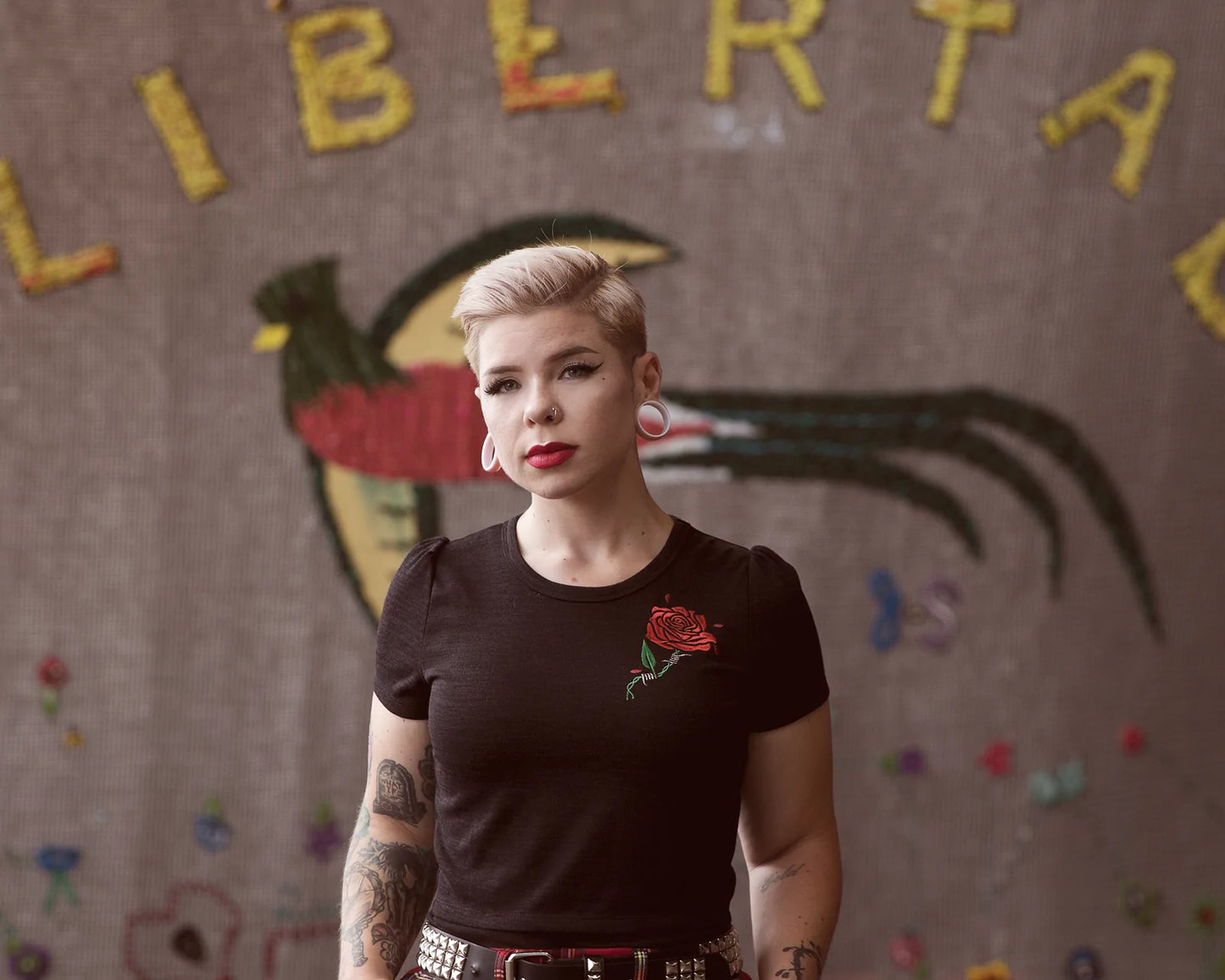 Barbed Wire Rose Crop Tee