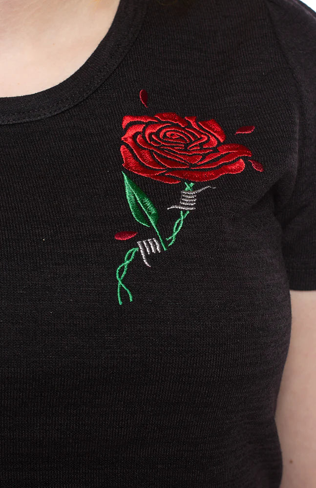 Barbed Wire Rose Crop Tee